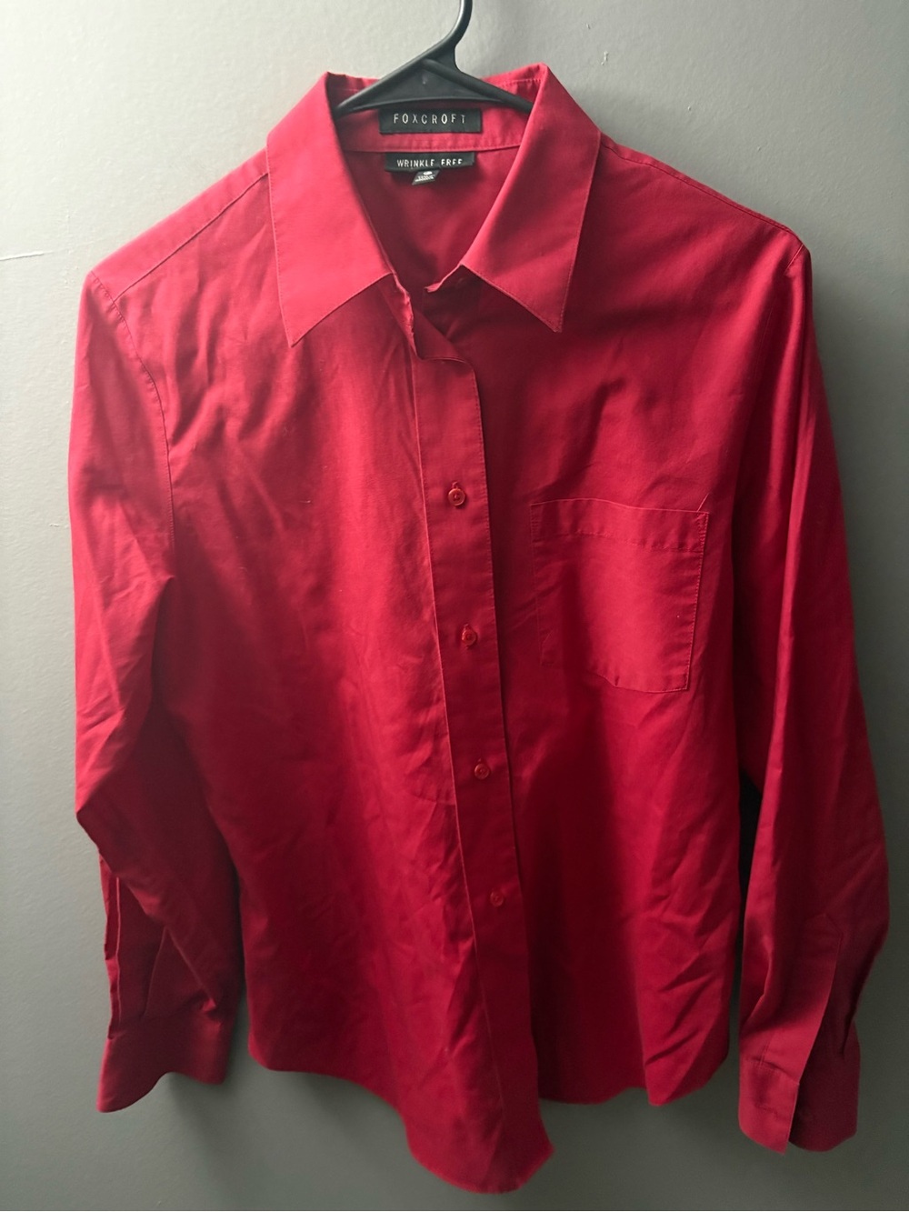 Foxcroft Men's Bright Red Long-Sleeve Dress Shirt